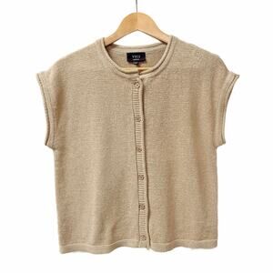 VICI Neutral Knit Cap Sleeve Sweater Vest Cardigan Button Front Top EUC Medium